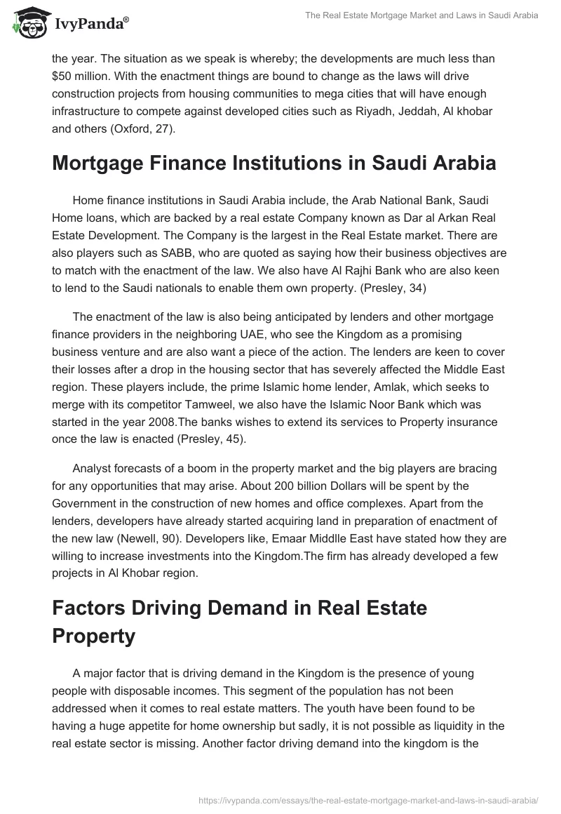The Real Estate Mortgage Market and Laws in Saudi Arabia. Page 5