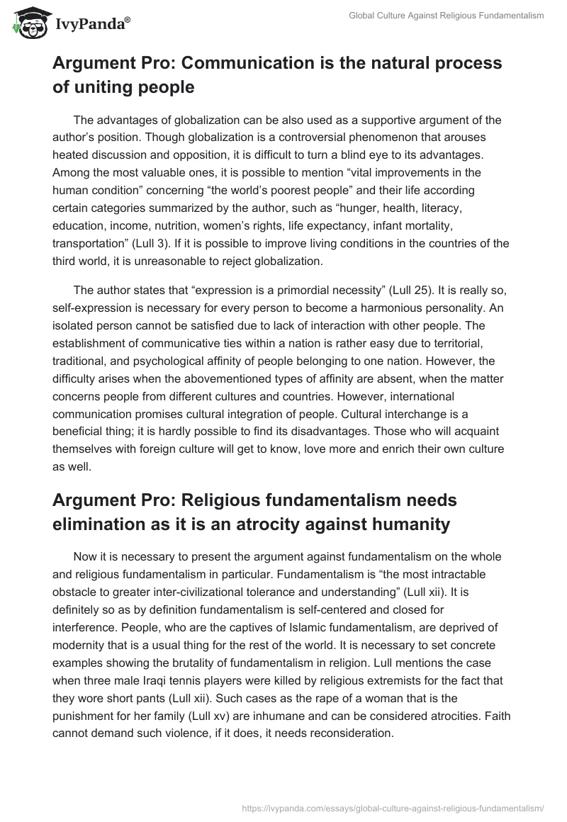 Global Culture Against Religious Fundamentalism. Page 2
