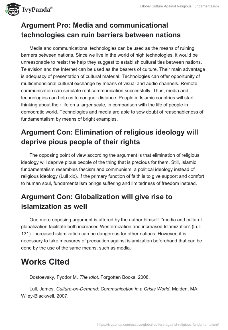 Global Culture Against Religious Fundamentalism. Page 3