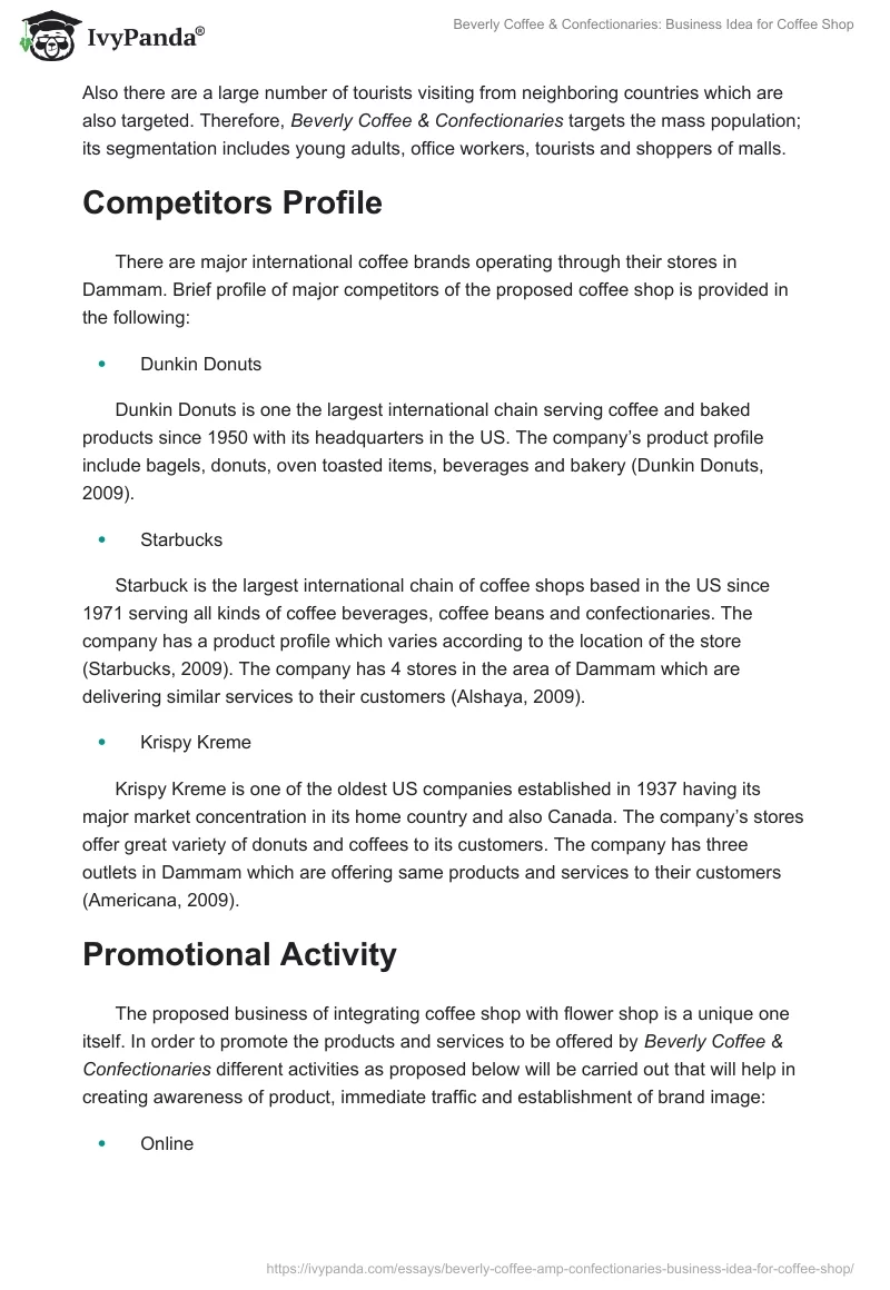 Beverly Coffee & Confectionaries: Business Idea for Coffee Shop. Page 3