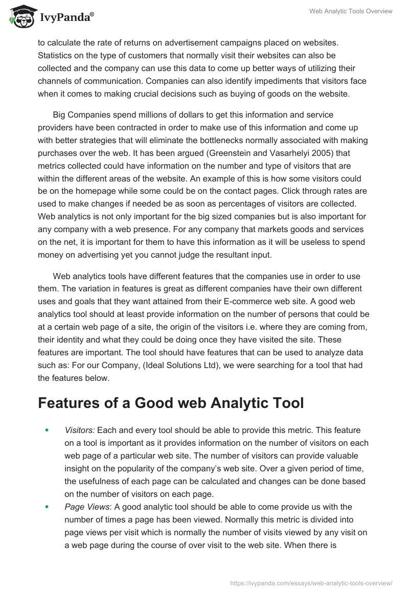 Web Analytic Tools Overview. Page 2