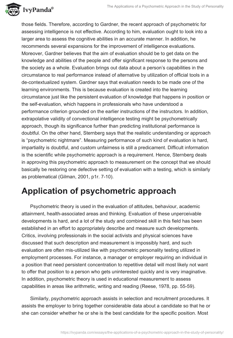 The Applications of a Psychometric Approach in the Study of Personality. Page 2