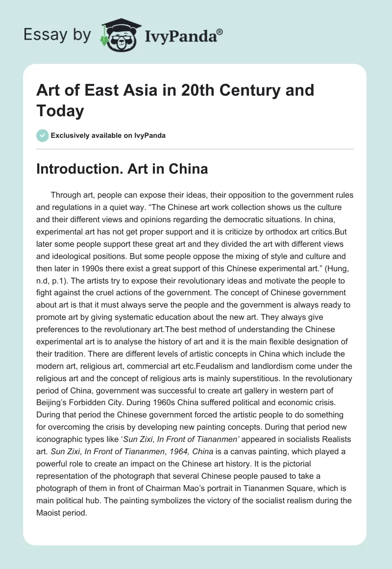 Art of East Asia in 20th Century and Today. Page 1