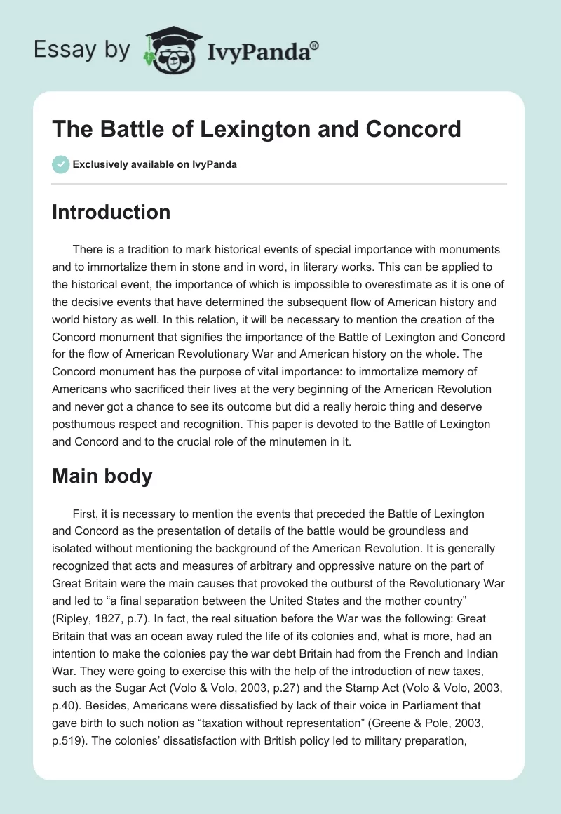 The Battle of Lexington and Concord. Page 1