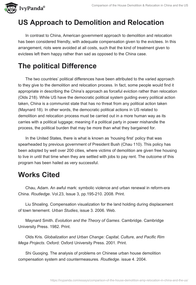 Comparison of the House Demolition & Relocation in China and the US. Page 2