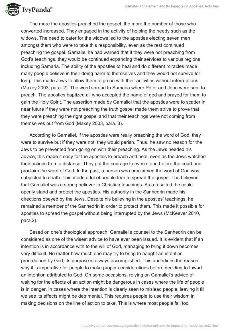 Gamaliel’s Statement and Its Impacts on Apostles’ Activities. Page 2