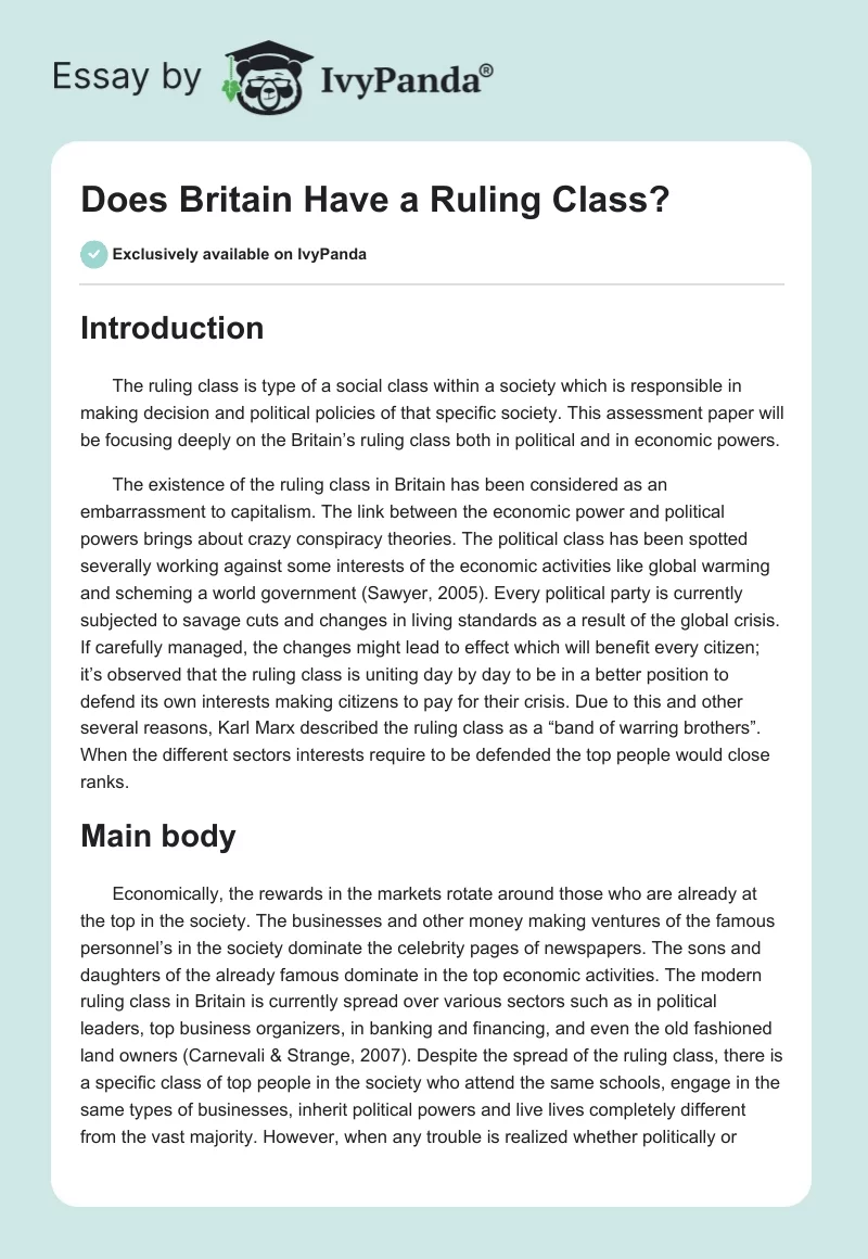 Does Britain Have a Ruling Class?. Page 1