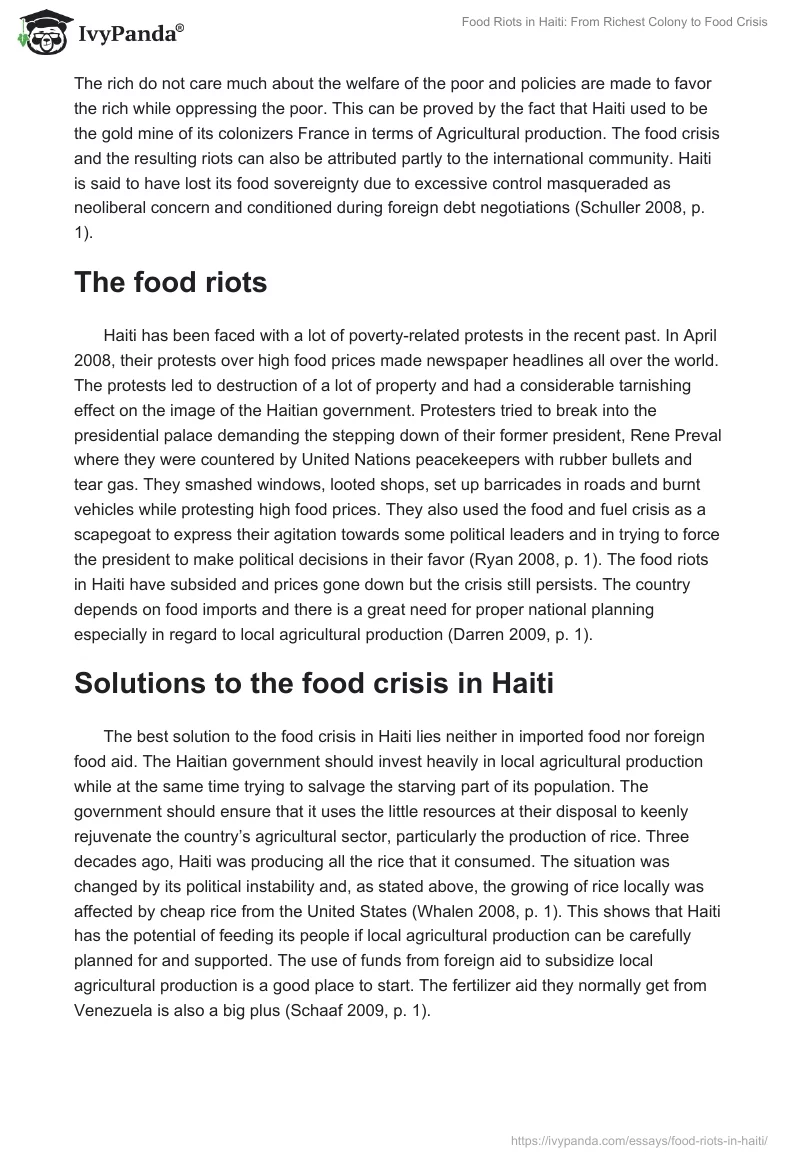 Food Riots in Haiti: From Richest Colony to Food Crisis. Page 2