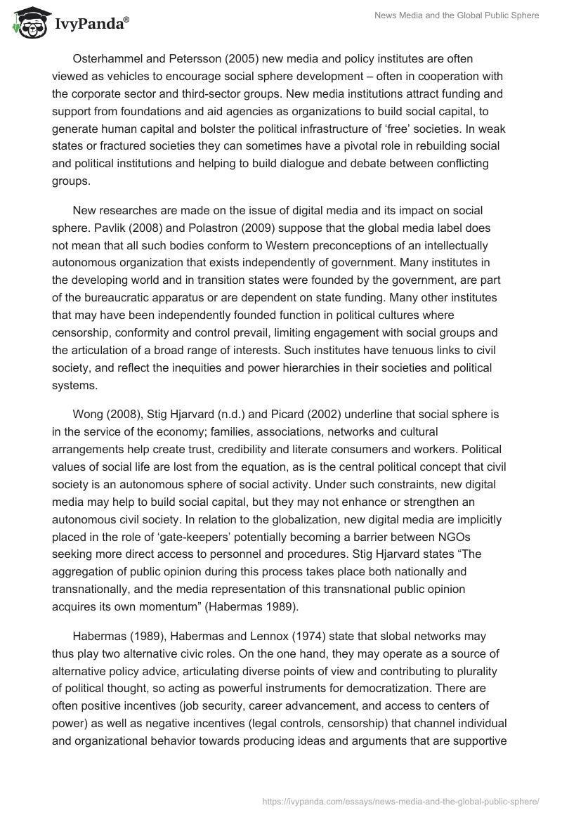 News Media and the Global Public Sphere. Page 2