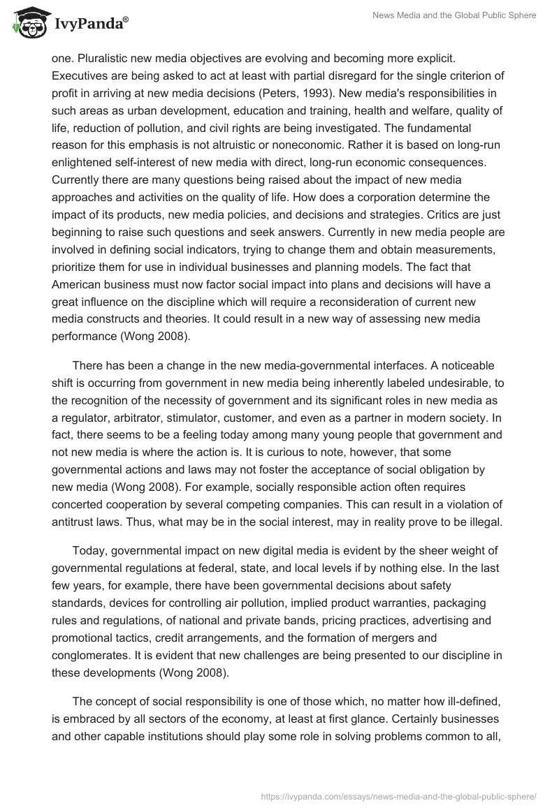 News Media and the Global Public Sphere. Page 5