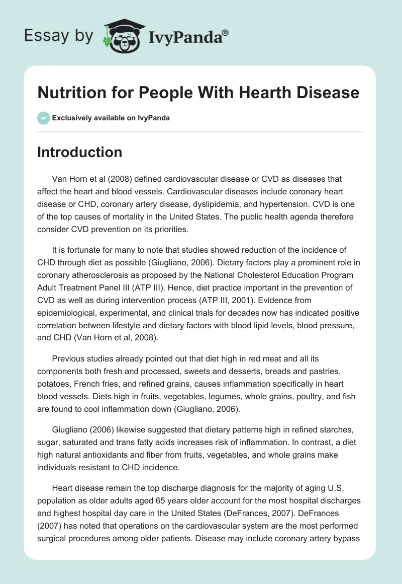 Nutrition for People With Hearth Disease. Page 1