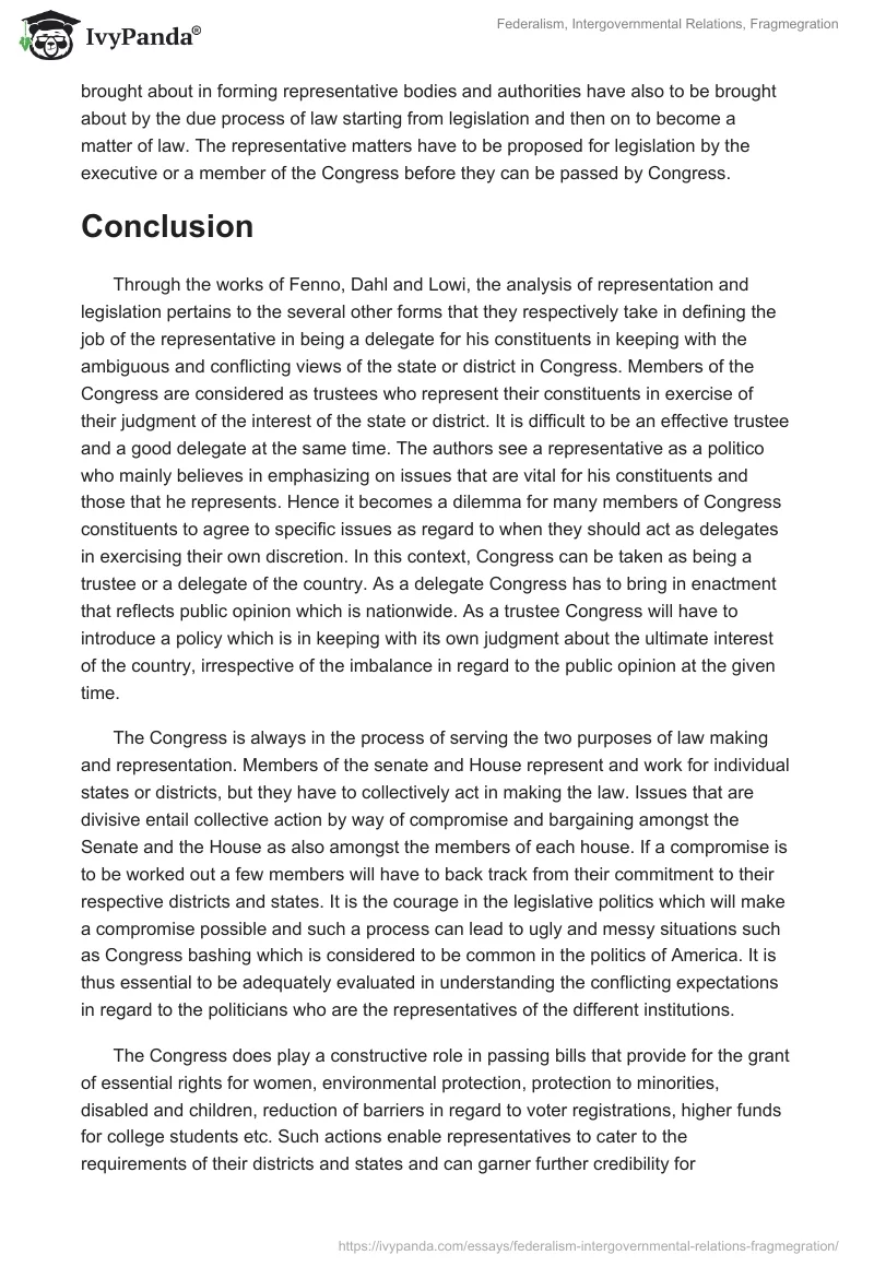 Federalism, Intergovernmental Relations, Fragmegration. Page 4