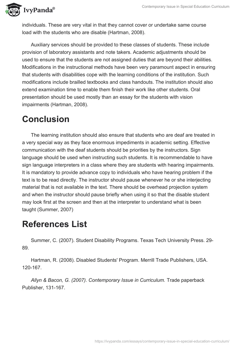 Contemporary Issue in Special Education Curriculum. Page 2