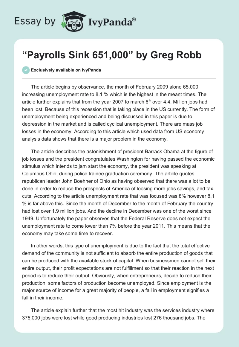 “Payrolls Sink 651,000” by Greg Robb. Page 1