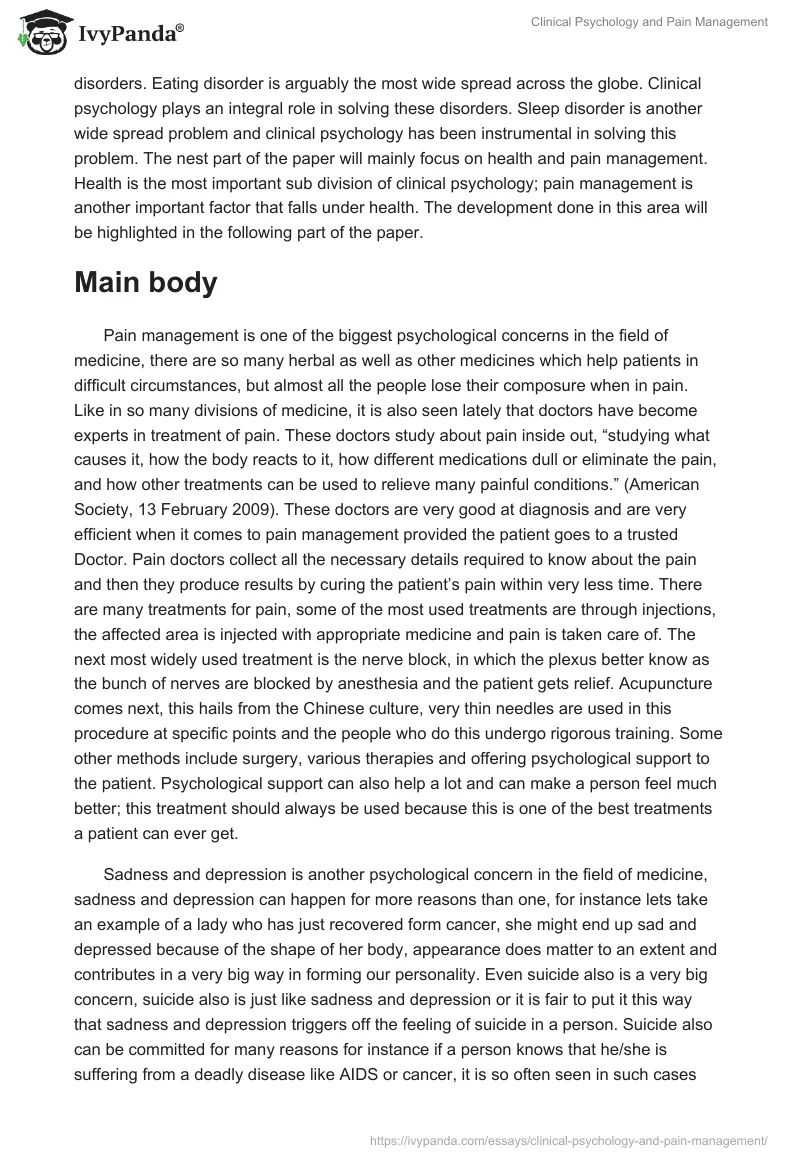Clinical Psychology and Pain Management. Page 2