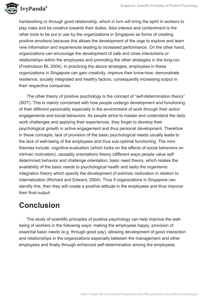 Singapore: Scientific Principles of Positive Psychology. Page 3
