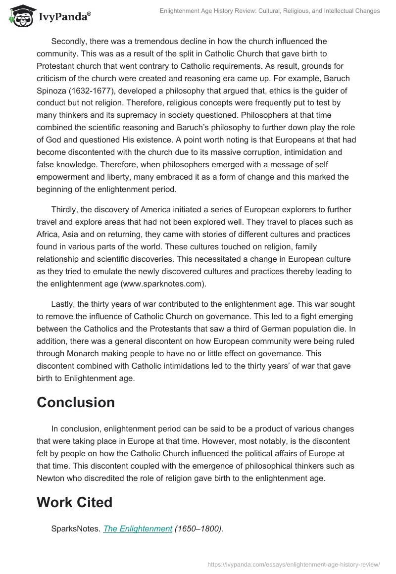 Enlightenment Age History Review: Cultural, Religious, and Intellectual Changes. Page 2