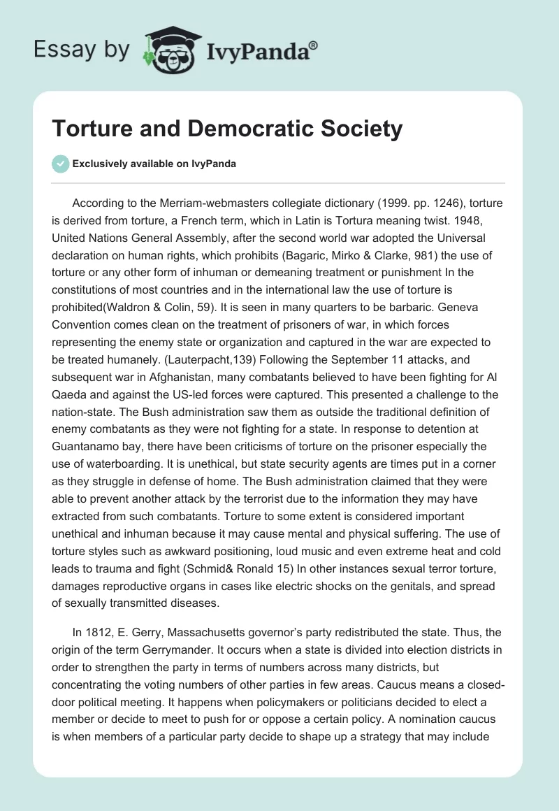 Torture and Democratic Society. Page 1