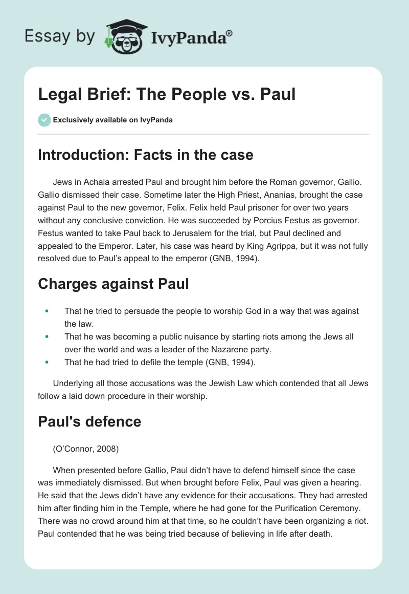 Legal Brief: The People vs. Paul. Page 1
