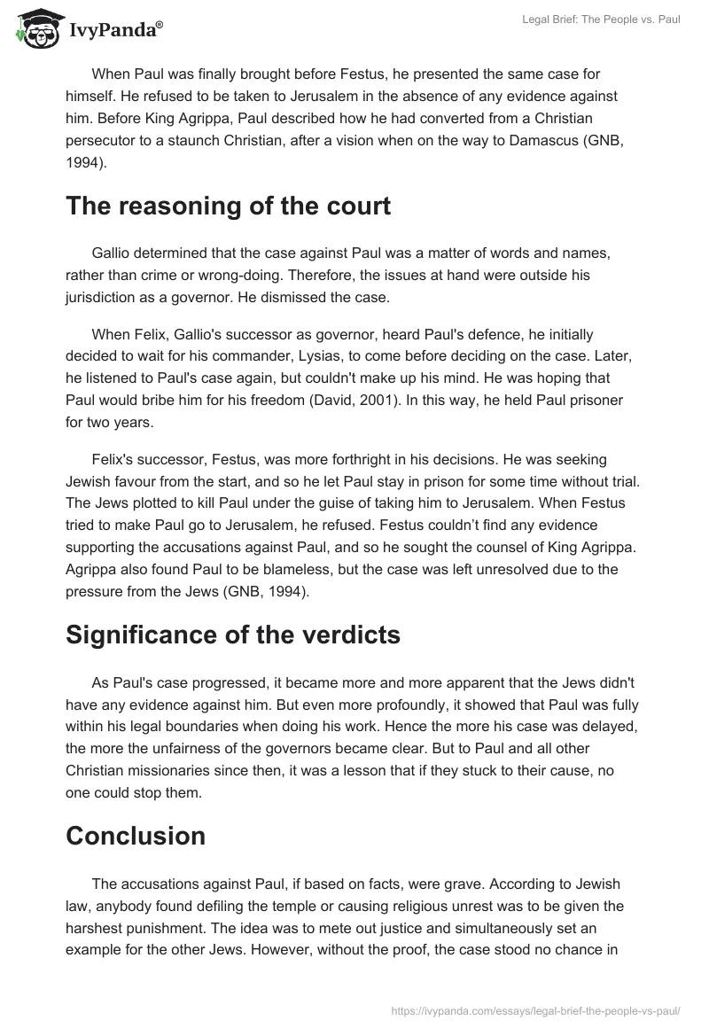 Legal Brief: The People vs. Paul. Page 2