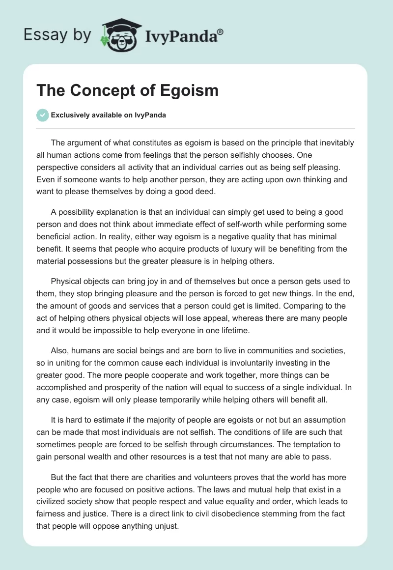 The Concept of Egoism. Page 1