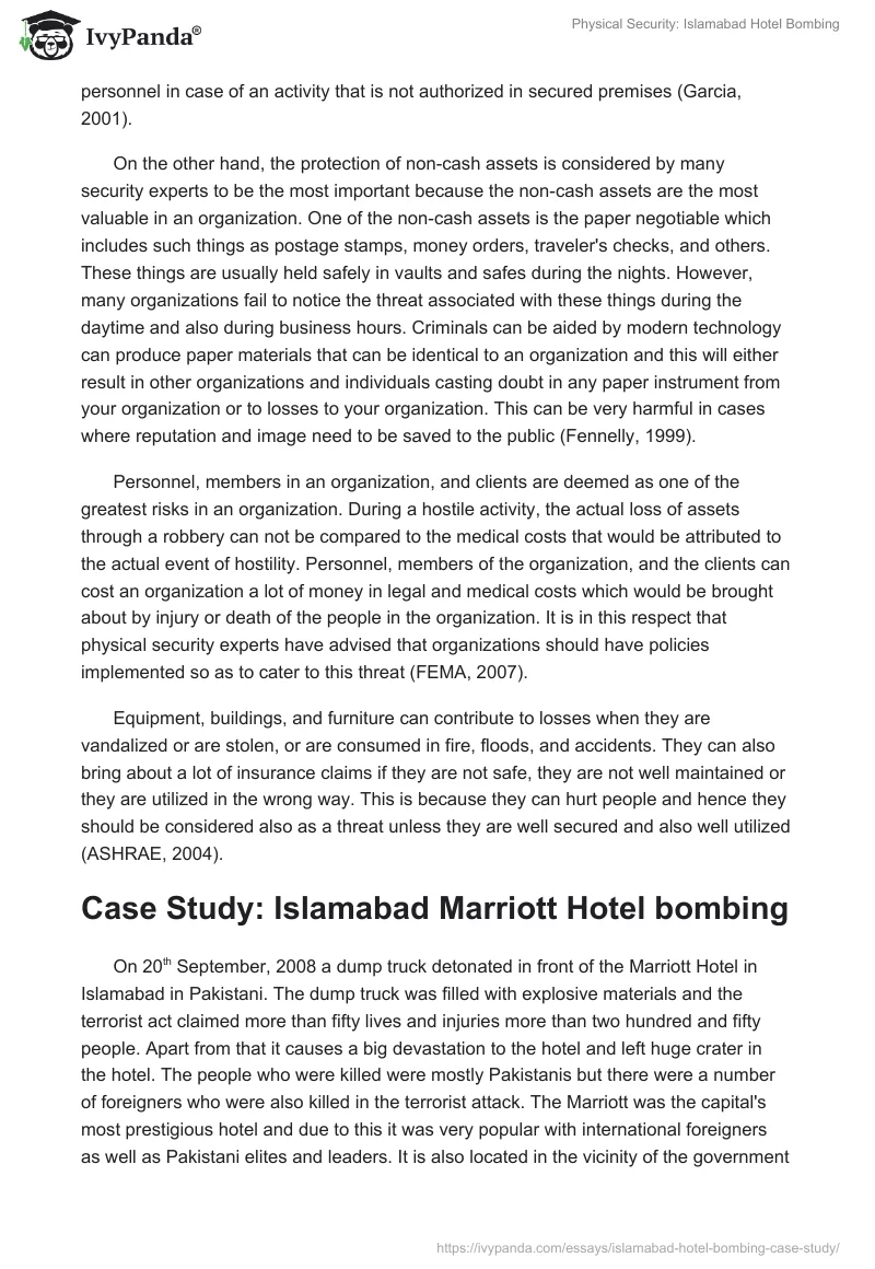 Physical Security: Islamabad Hotel Bombing. Page 4