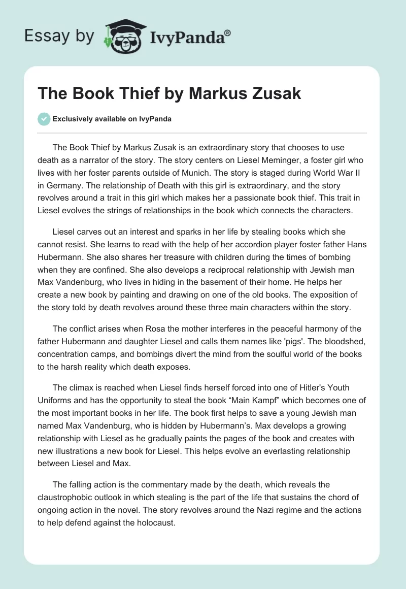 "The Book Thief" by Markus Zusak. Page 1