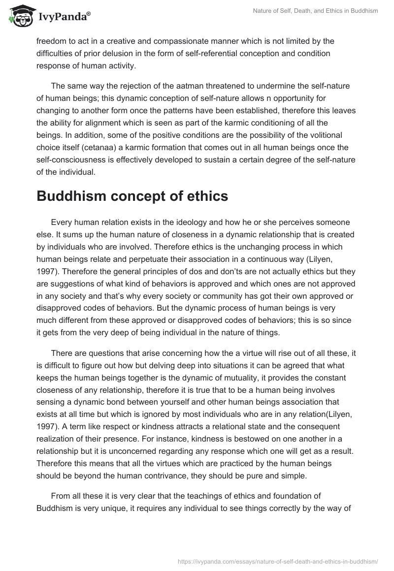 Nature of Self, Death, and Ethics in Buddhism. Page 4