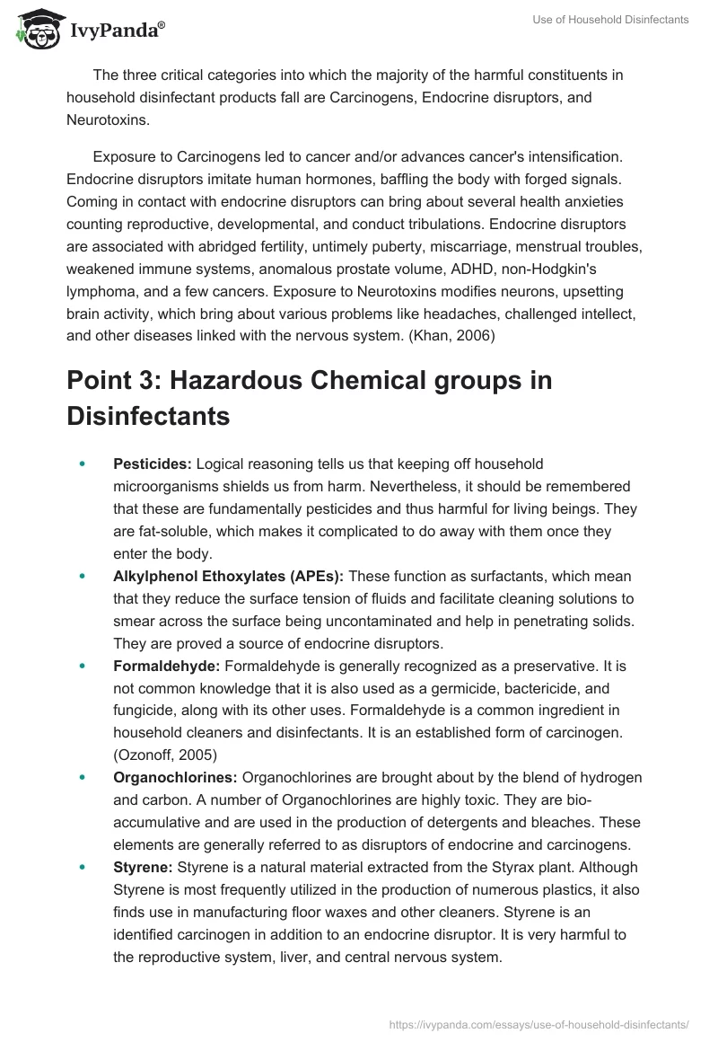 Use of Household Disinfectants. Page 2