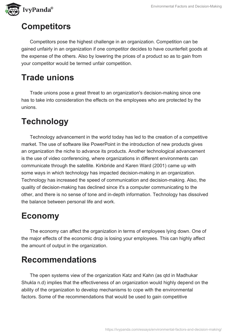 Environmental Factors and Decision-Making. Page 2