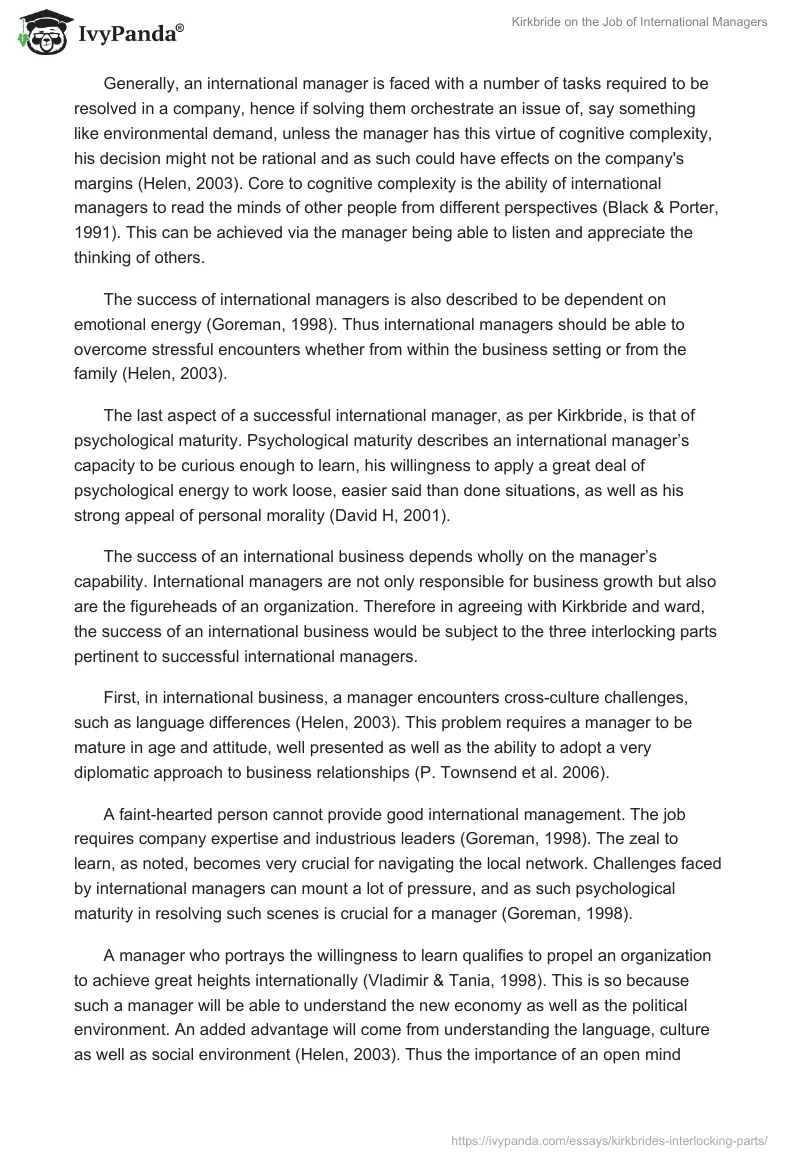 Kirkbride on the Job of International Managers. Page 2