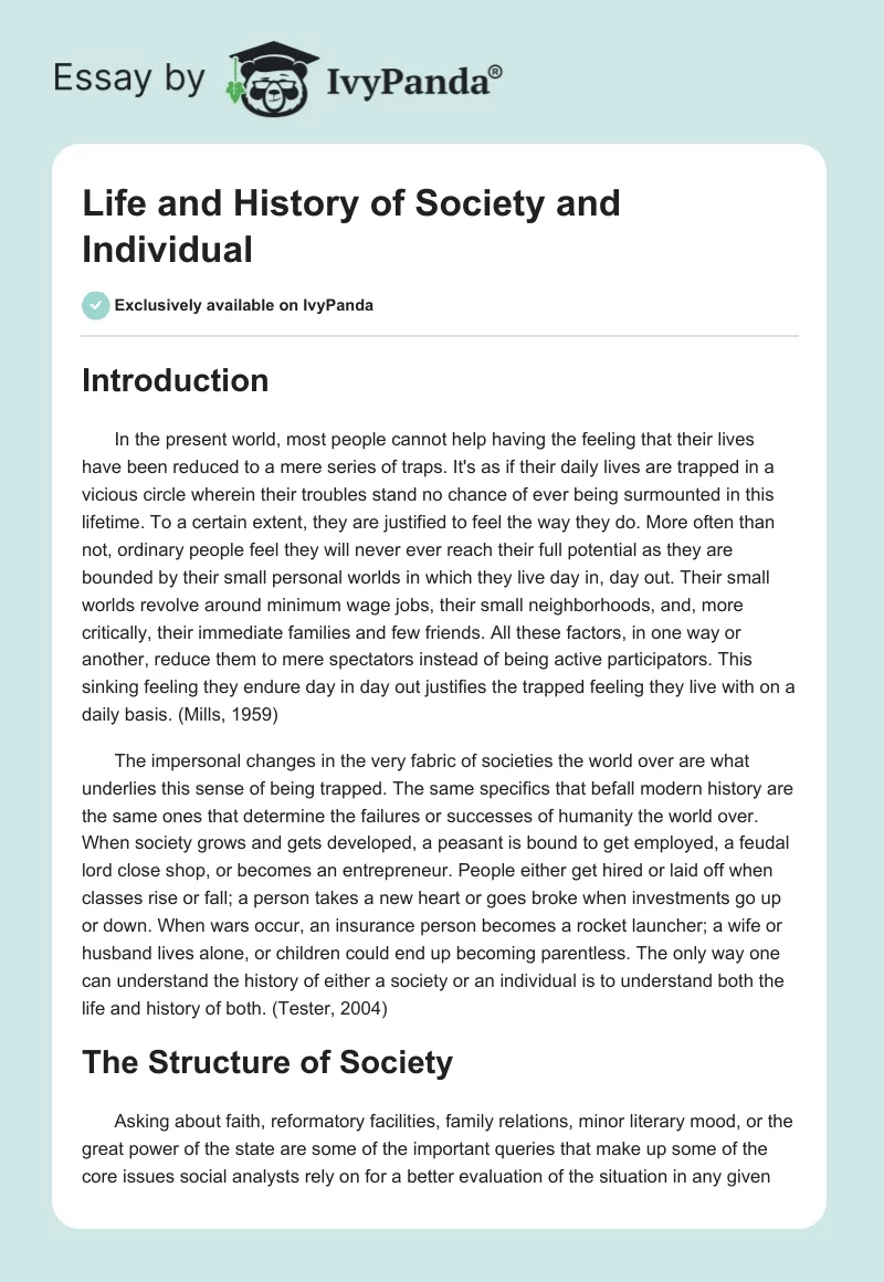 Life and History of Society and Individual. Page 1