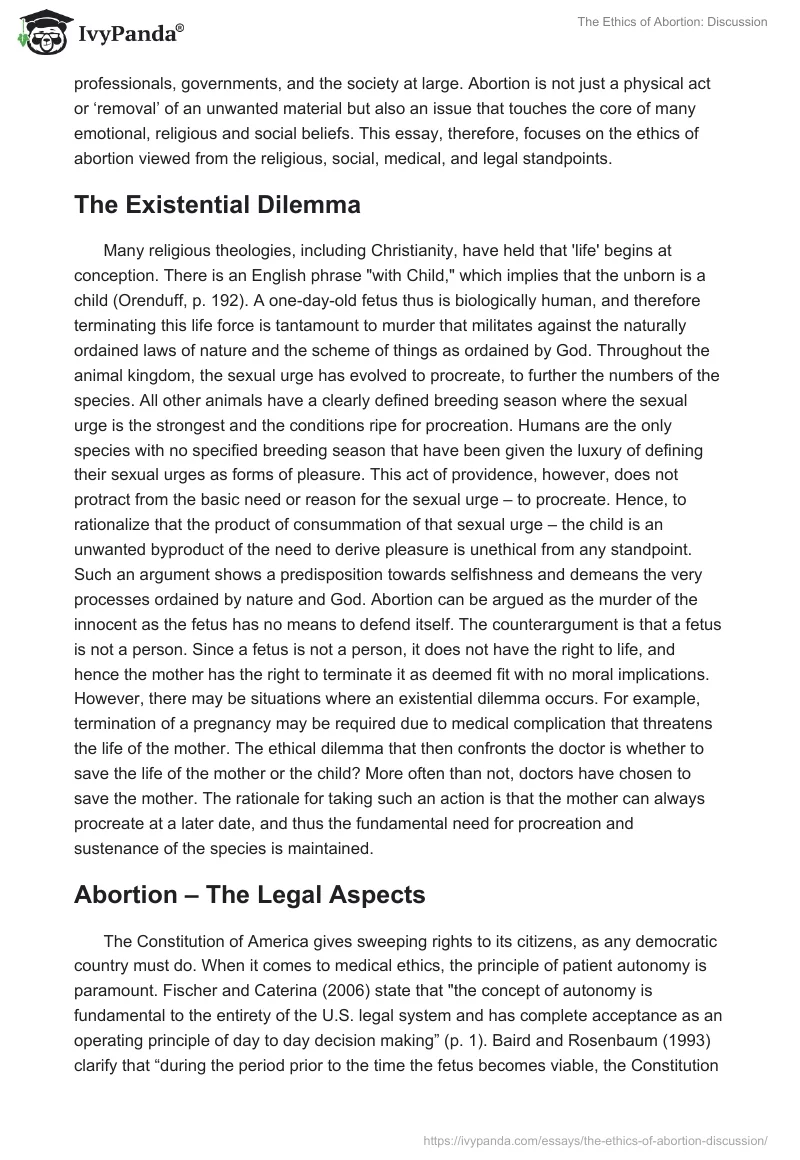 The Ethics of Abortion: Discussion. Page 2