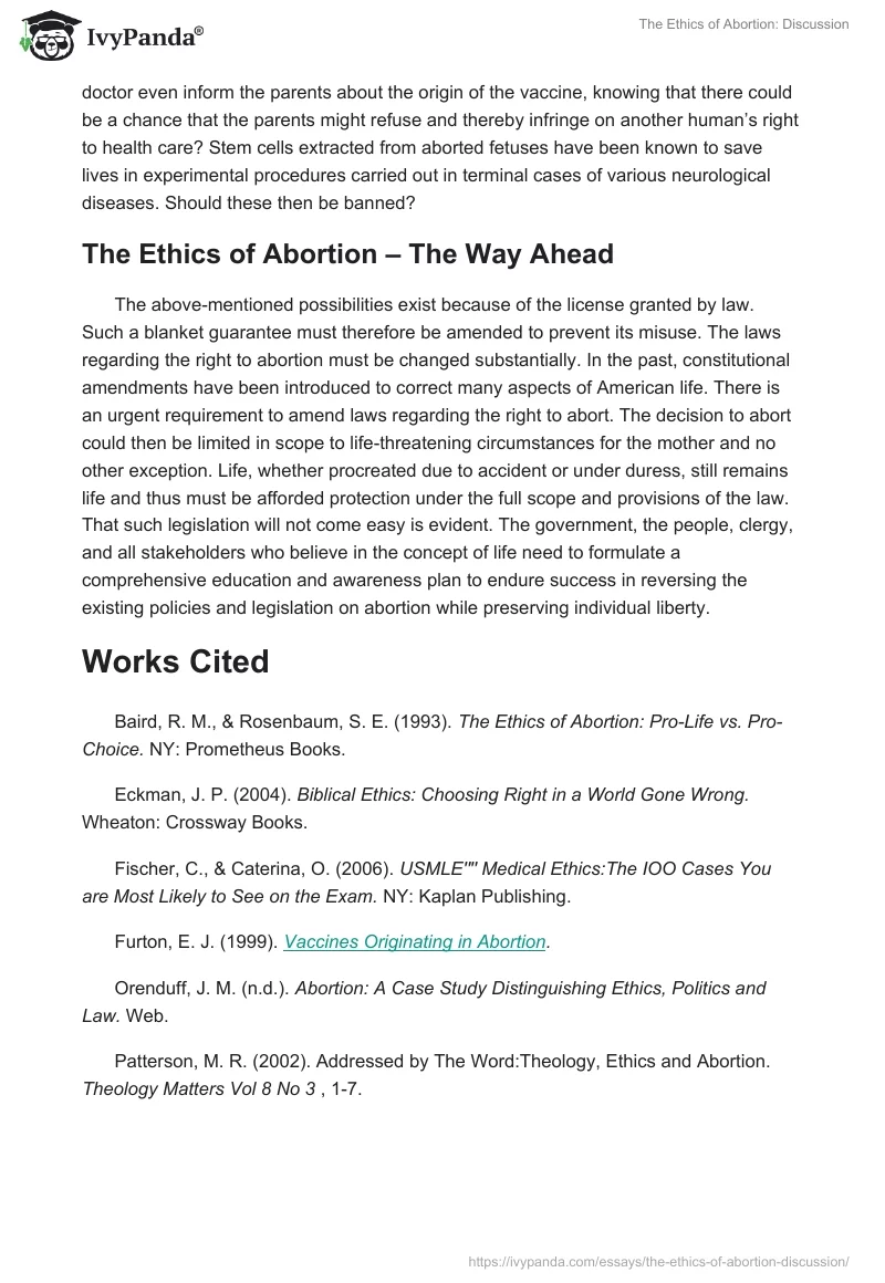 The Ethics of Abortion: Discussion. Page 5