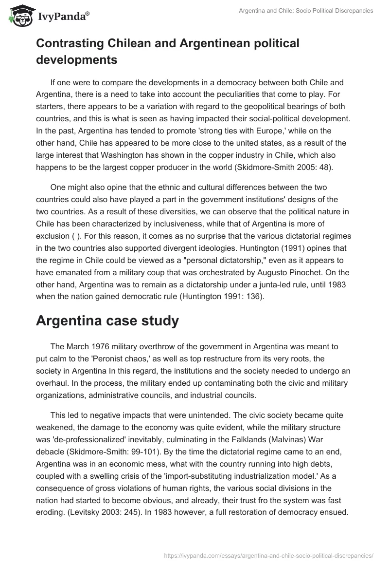 Argentina and Chile: Socio Political Discrepancies. Page 4