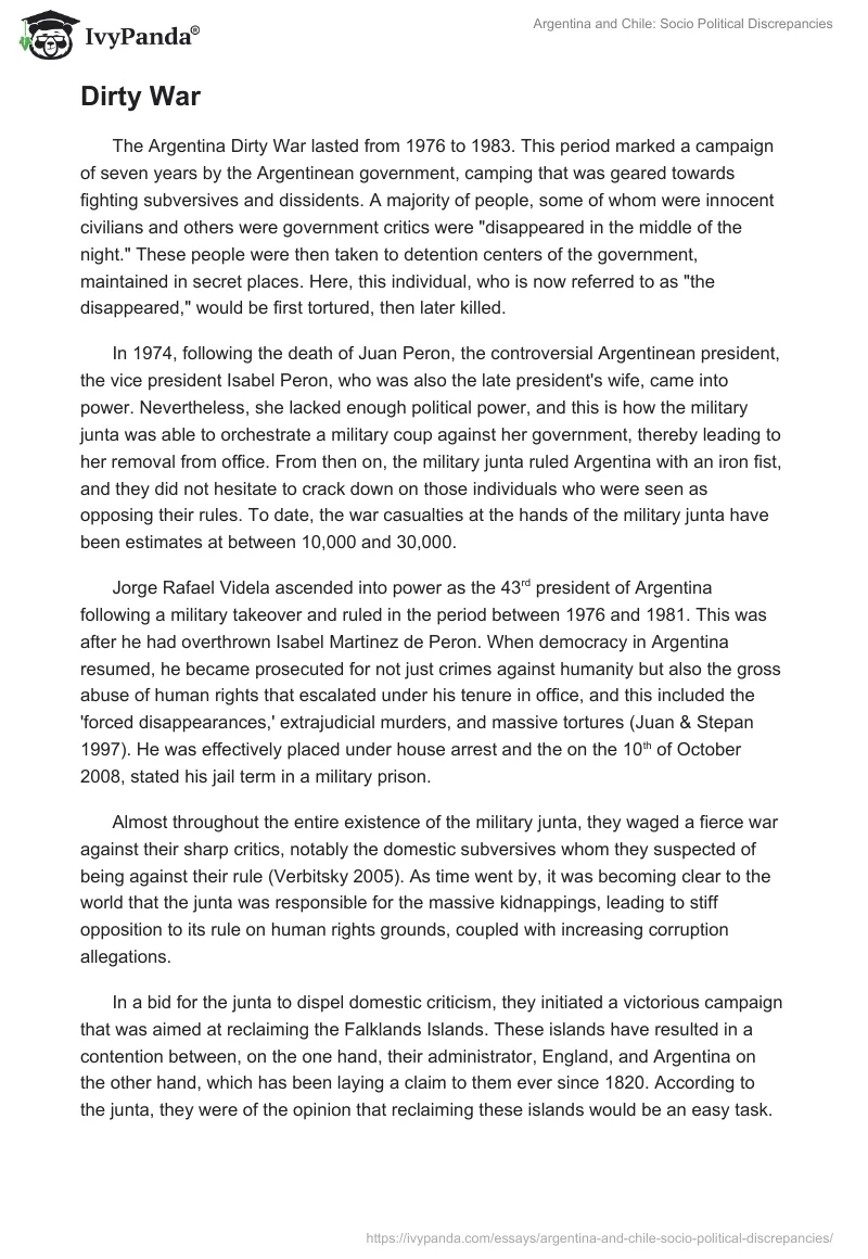 Argentina and Chile: Socio Political Discrepancies. Page 5