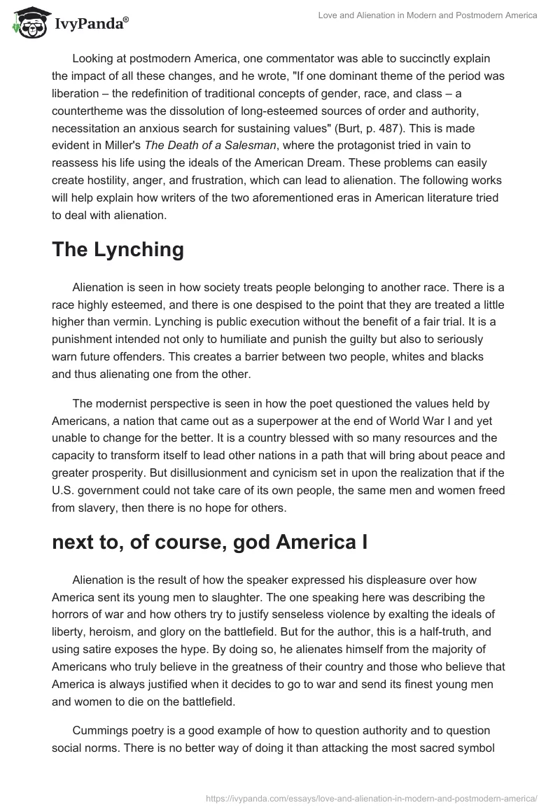 Love and Alienation in Modern and Postmodern America. Page 5