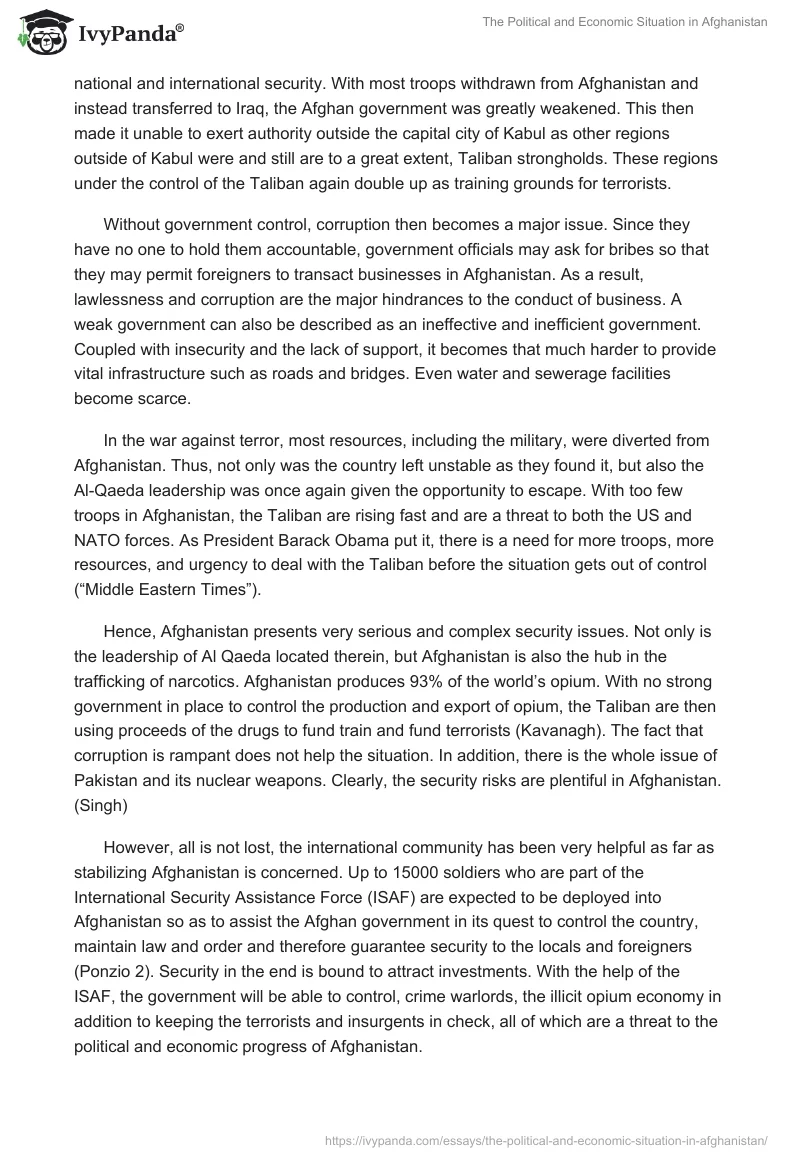 The Political and Economic Situation in Afghanistan. Page 2