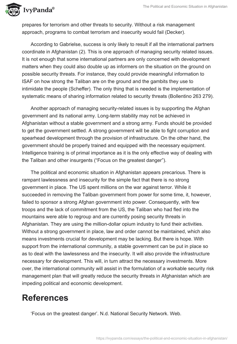 The Political and Economic Situation in Afghanistan. Page 5