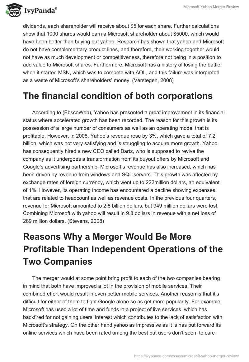 Microsoft-Yahoo Merger Review. Page 2