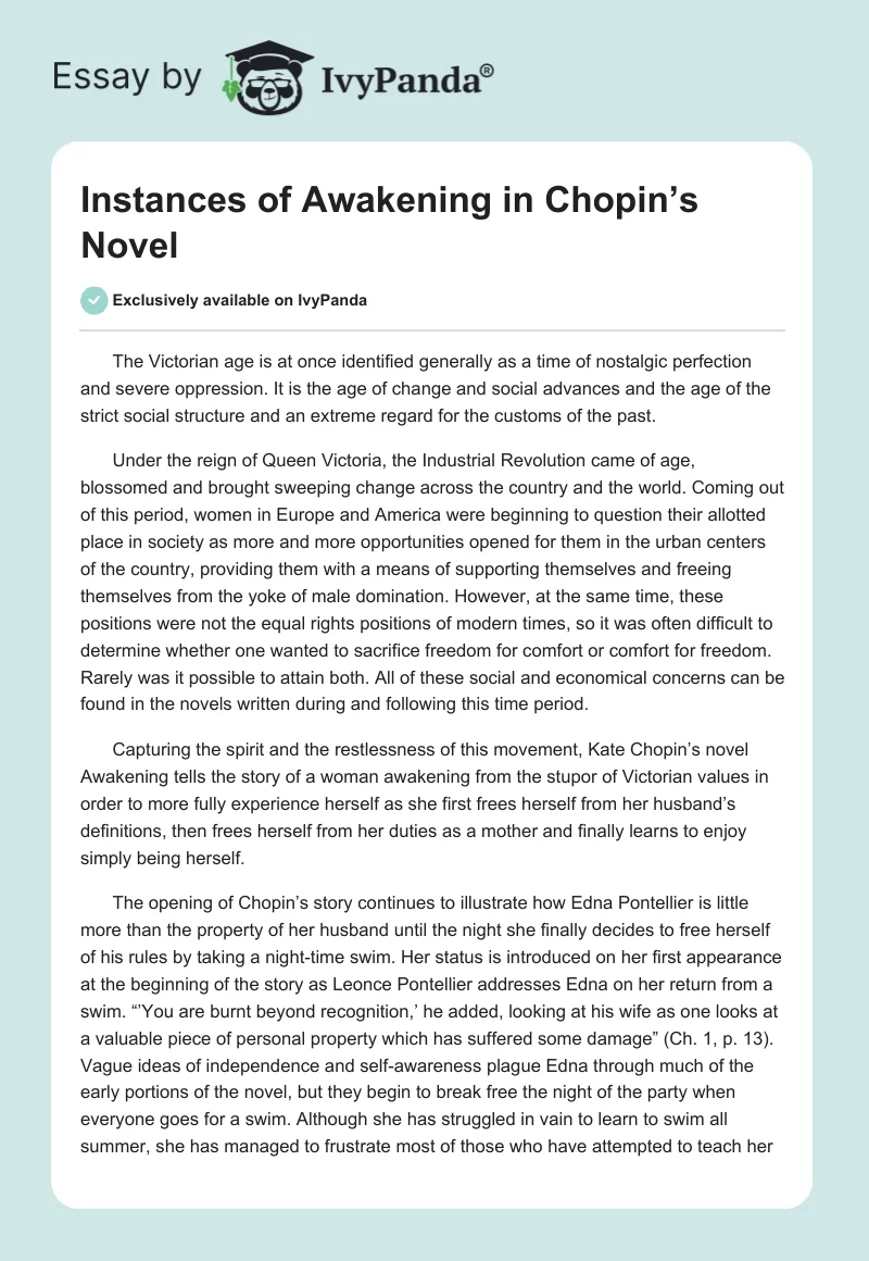 Instances of Awakening in Chopin’s Novel. Page 1