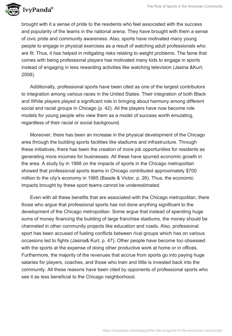 The Role of Sports in the American Community. Page 2