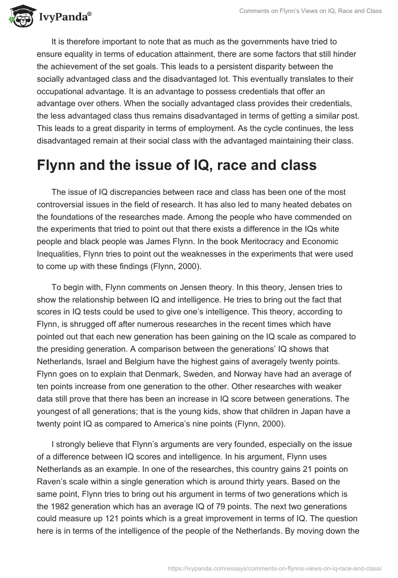 Comments on Flynn’s Views on IQ, Race and Class. Page 3