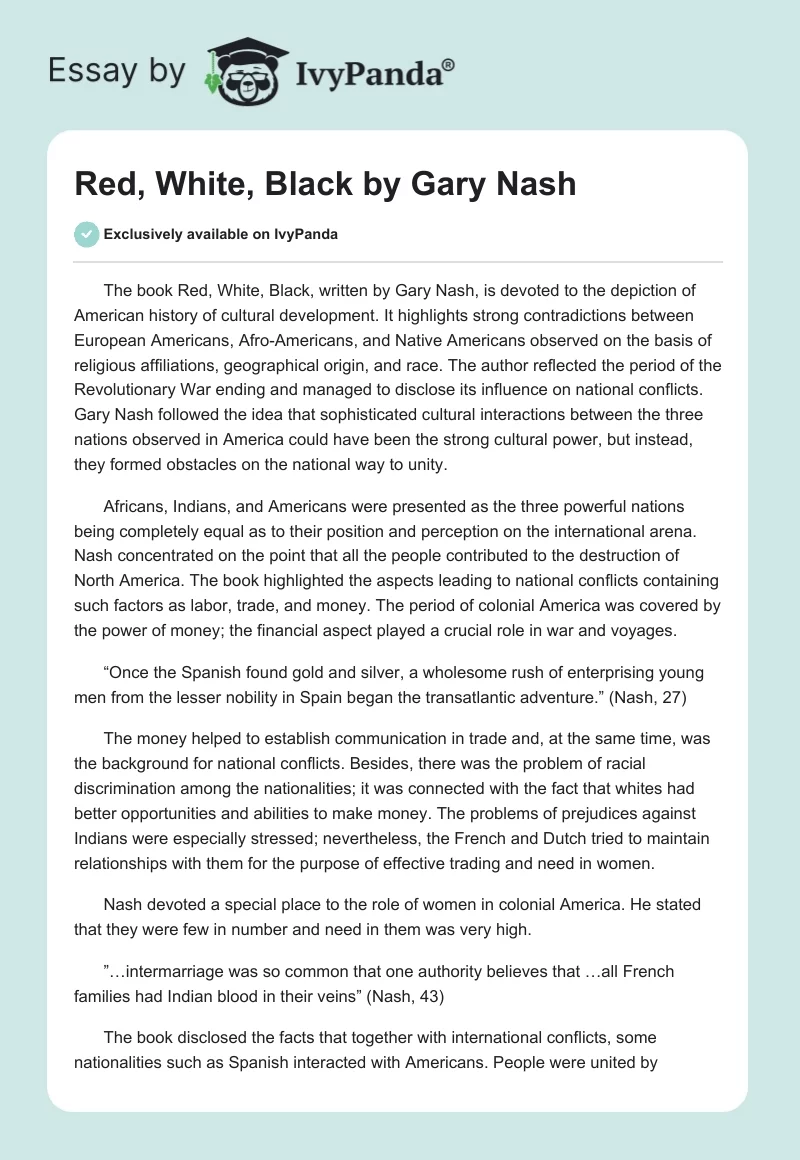Red, White, Black by Gary Nash. Page 1