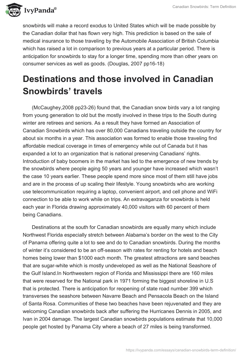 Canadian Snowbirds: Term Definition. Page 2