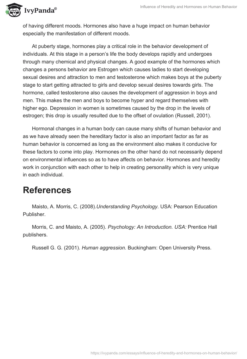 Influence of Heredity and Hormones on Human Behavior. Page 2
