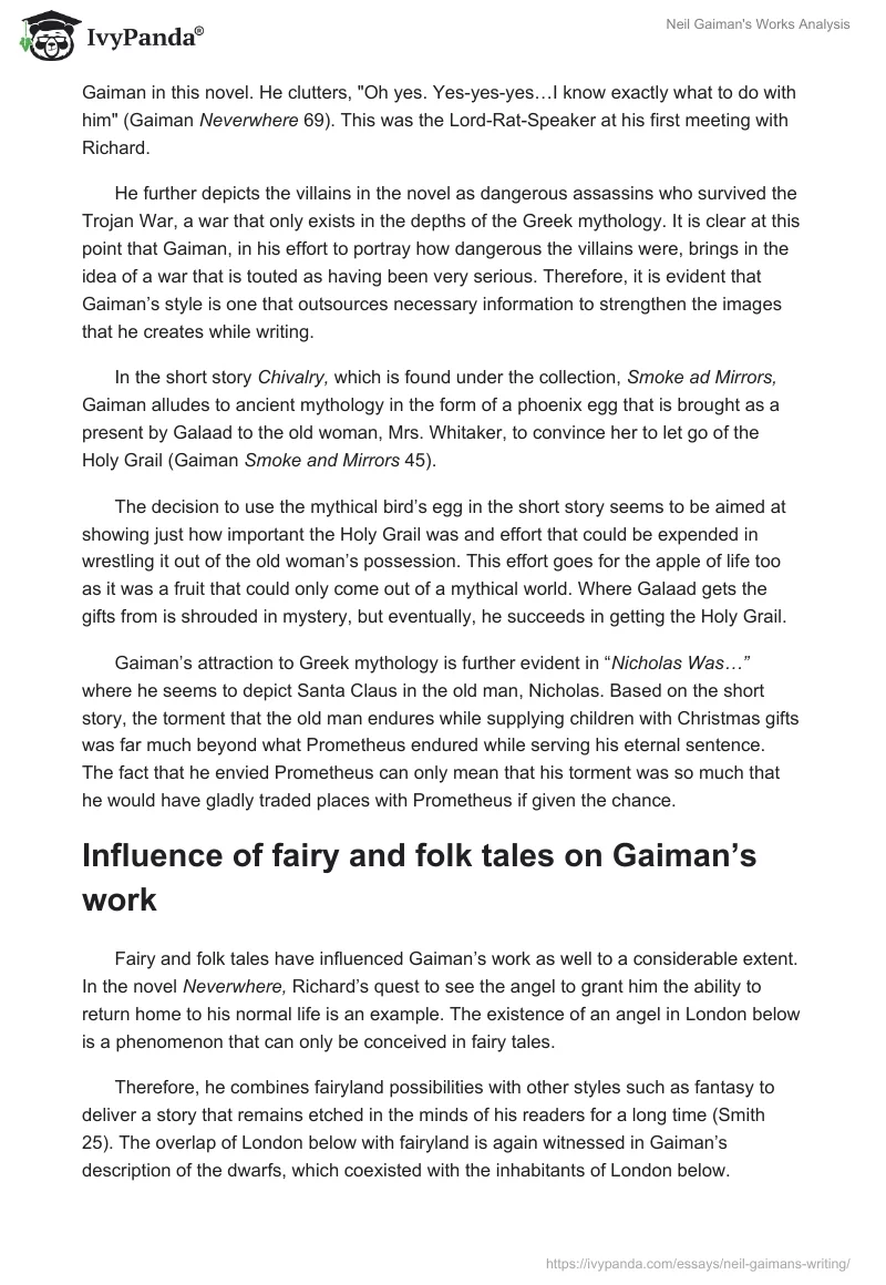 Neil Gaiman's Works Analysis. Page 2