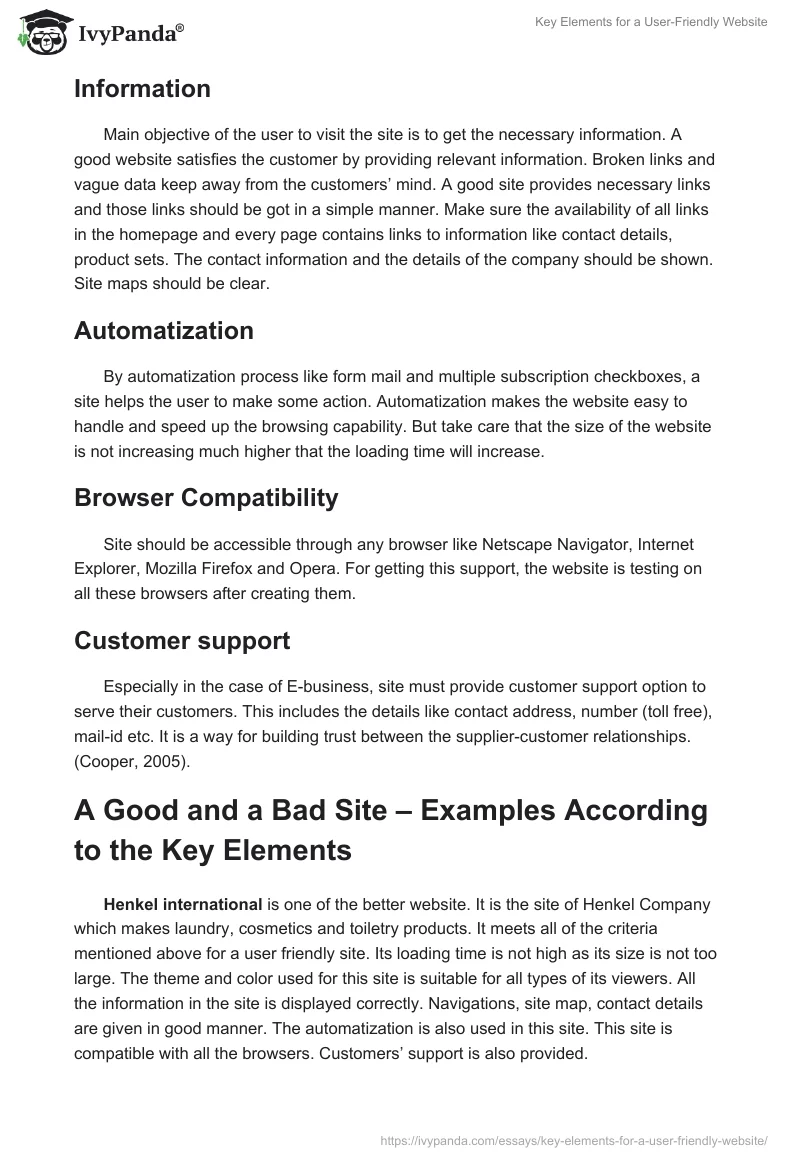 Key Elements for a User-Friendly Website. Page 2