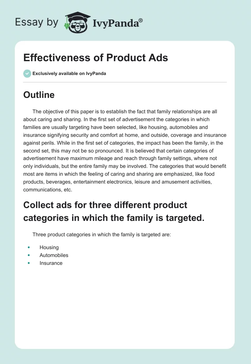 Effectiveness of Product Ads. Page 1