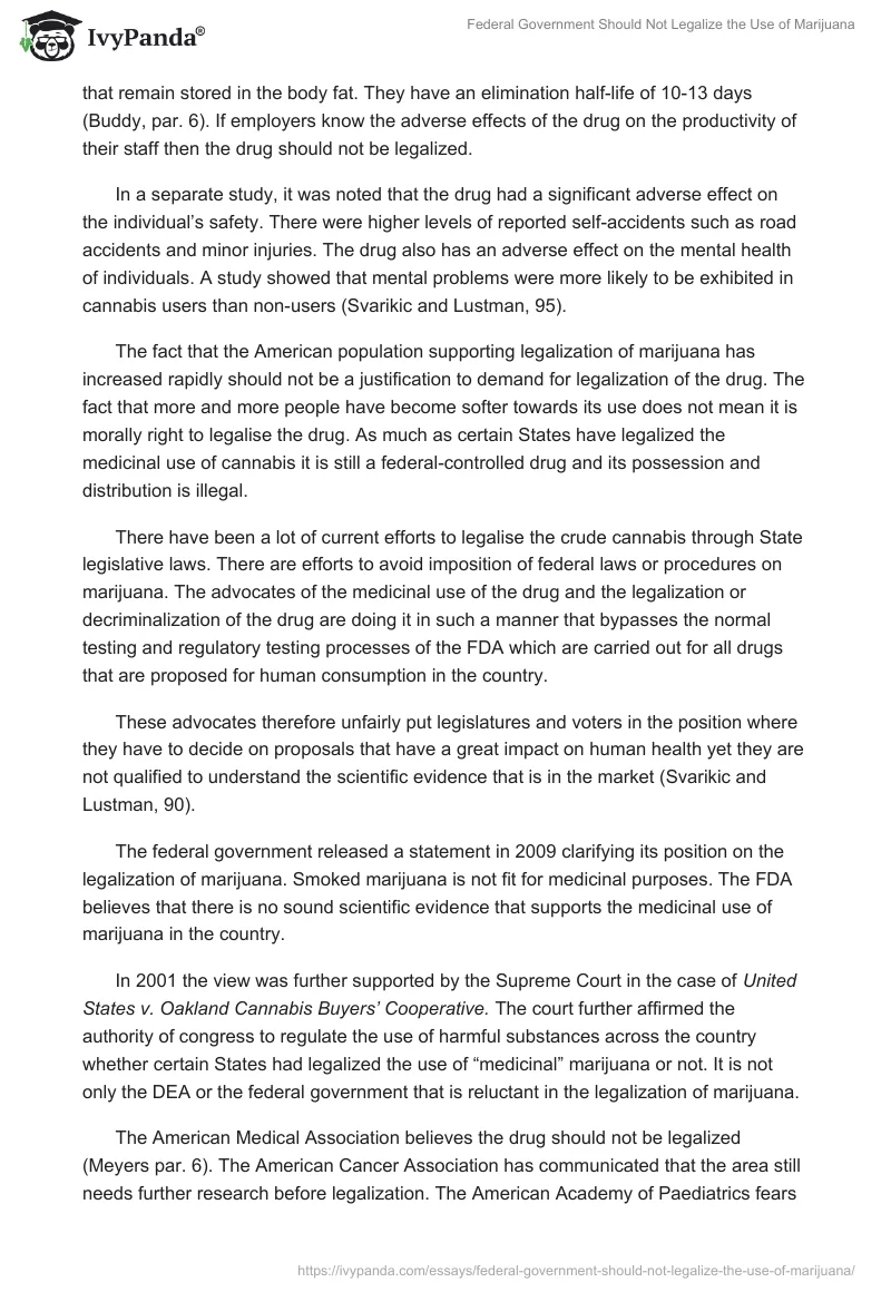 Federal Government Should Not Legalize the Use of Marijuana. Page 4